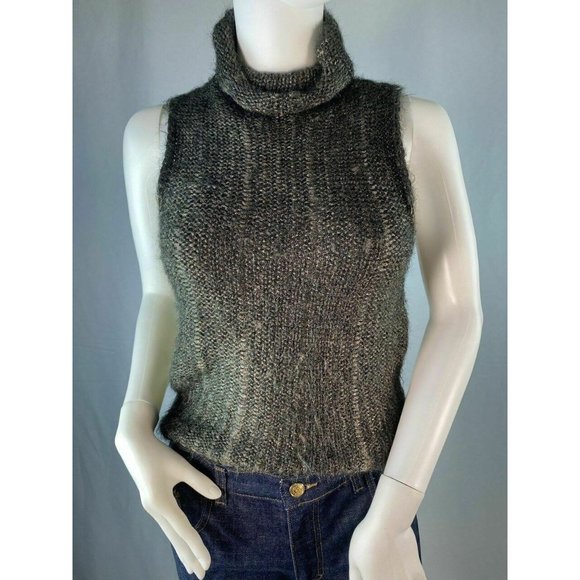 Trussardi Jeans Sleeveless Turtleneck Metallic Dar - Picture 3 of 11